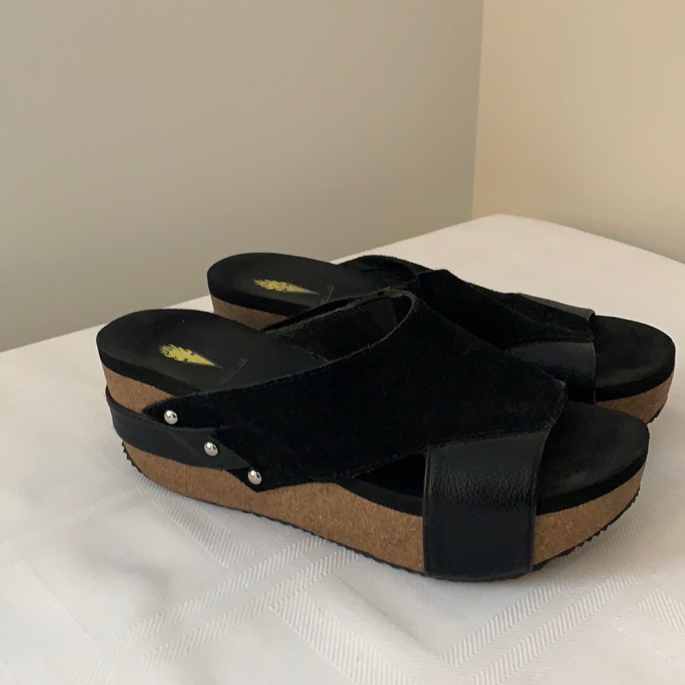 Volatile Platform Cork Sandal Black